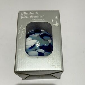 Handmade Blue and White Glass Ornament